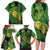 New Zealand Kākāpō Family Matching Long Sleeve Bodycon Dress and Hawaiian Shirt Silver Fern with Close up of Green Fern Leaves and Maori Tattoo