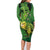 New Zealand Kākāpō Family Matching Long Sleeve Bodycon Dress and Hawaiian Shirt Silver Fern with Close up of Green Fern Leaves and Maori Tattoo