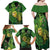 New Zealand Kākāpō Family Matching Off Shoulder Maxi Dress and Hawaiian Shirt Silver Fern with Close up of Green Fern Leaves and Maori Tattoo