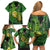 New Zealand Kākāpō Family Matching Off Shoulder Short Dress and Hawaiian Shirt Silver Fern with Close up of Green Fern Leaves and Maori Tattoo