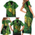 New Zealand Kākāpō Family Matching Short Sleeve Bodycon Dress and Hawaiian Shirt Silver Fern with Close up of Green Fern Leaves and Maori Tattoo