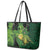 New Zealand Kākāpō Leather Tote Bag Silver Fern with Close up of Green Fern Leaves and Maori Tattoo