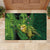 New Zealand Kākāpō Rubber Doormat Silver Fern with Close up of Green Fern Leaves and Maori Tattoo