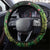 New Zealand Kākāpō Steering Wheel Cover Silver Fern with Close up of Green Fern Leaves and Maori Tattoo