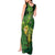 New Zealand Kākāpō Tank Maxi Dress Silver Fern with Close up of Green Fern Leaves and Maori Tattoo