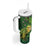 New Zealand Kākāpō Tumbler With Handle Silver Fern with Close up of Green Fern Leaves and Maori Tattoo