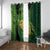 New Zealand Kākāpō Window Curtain Silver Fern with Close up of Green Fern Leaves and Maori Tattoo