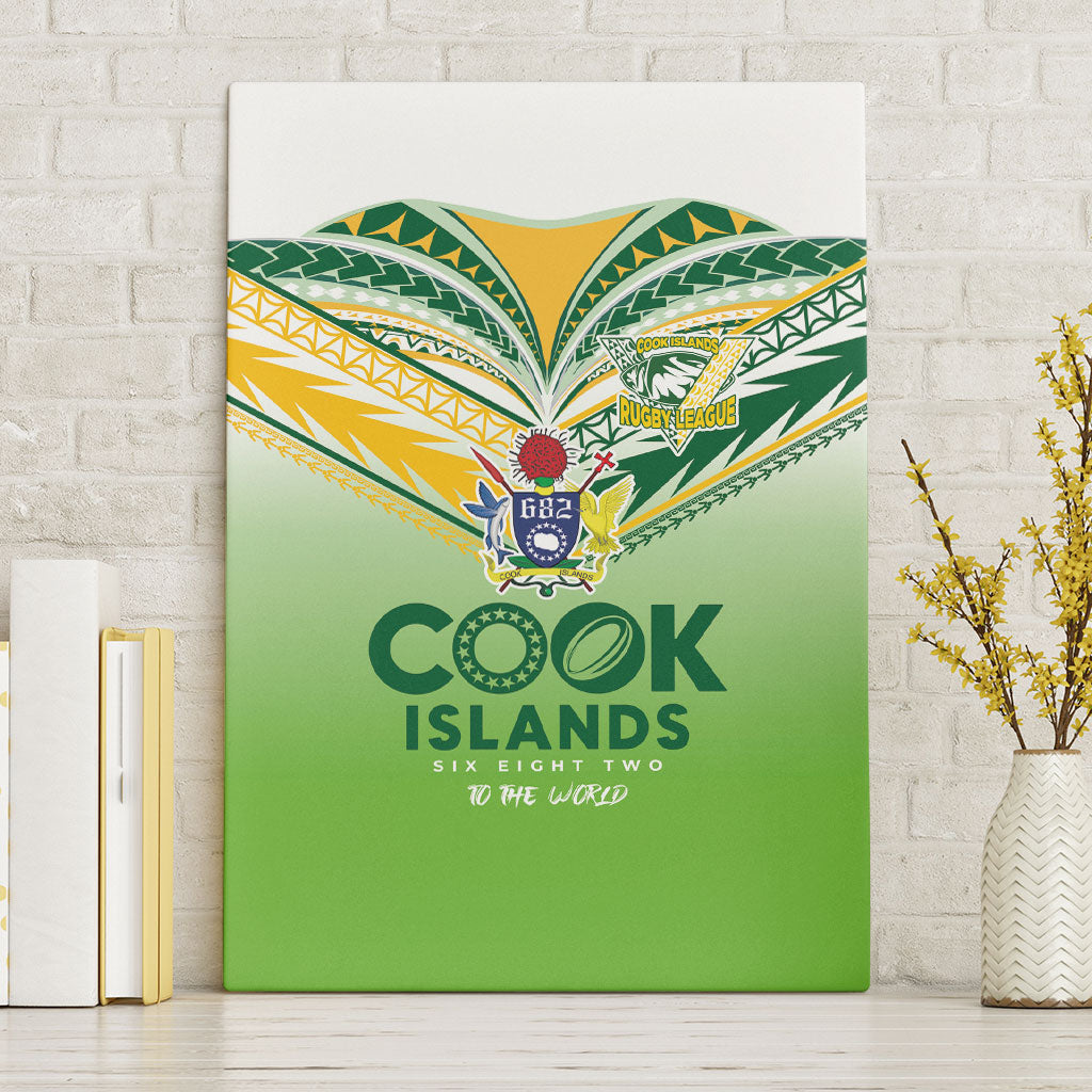 Cook Islands Rugby Canvas Wall Art Six Eight Two to The World - Tatau Tribal Motif