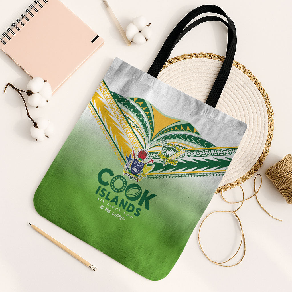 Cook Islands Rugby Tote Bag Six Eight Two to The World - Tatau Tribal Motif