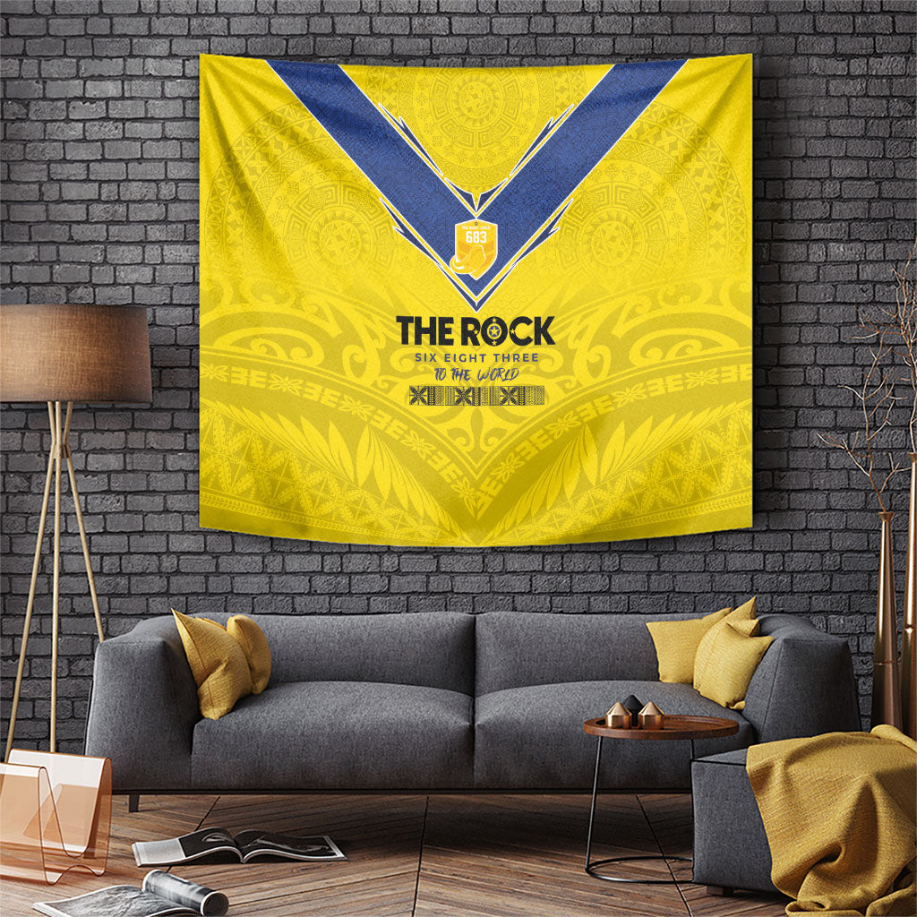 Niue Rugby Tapestry Six Eight Three to The World - Hiapo Tribal Motif