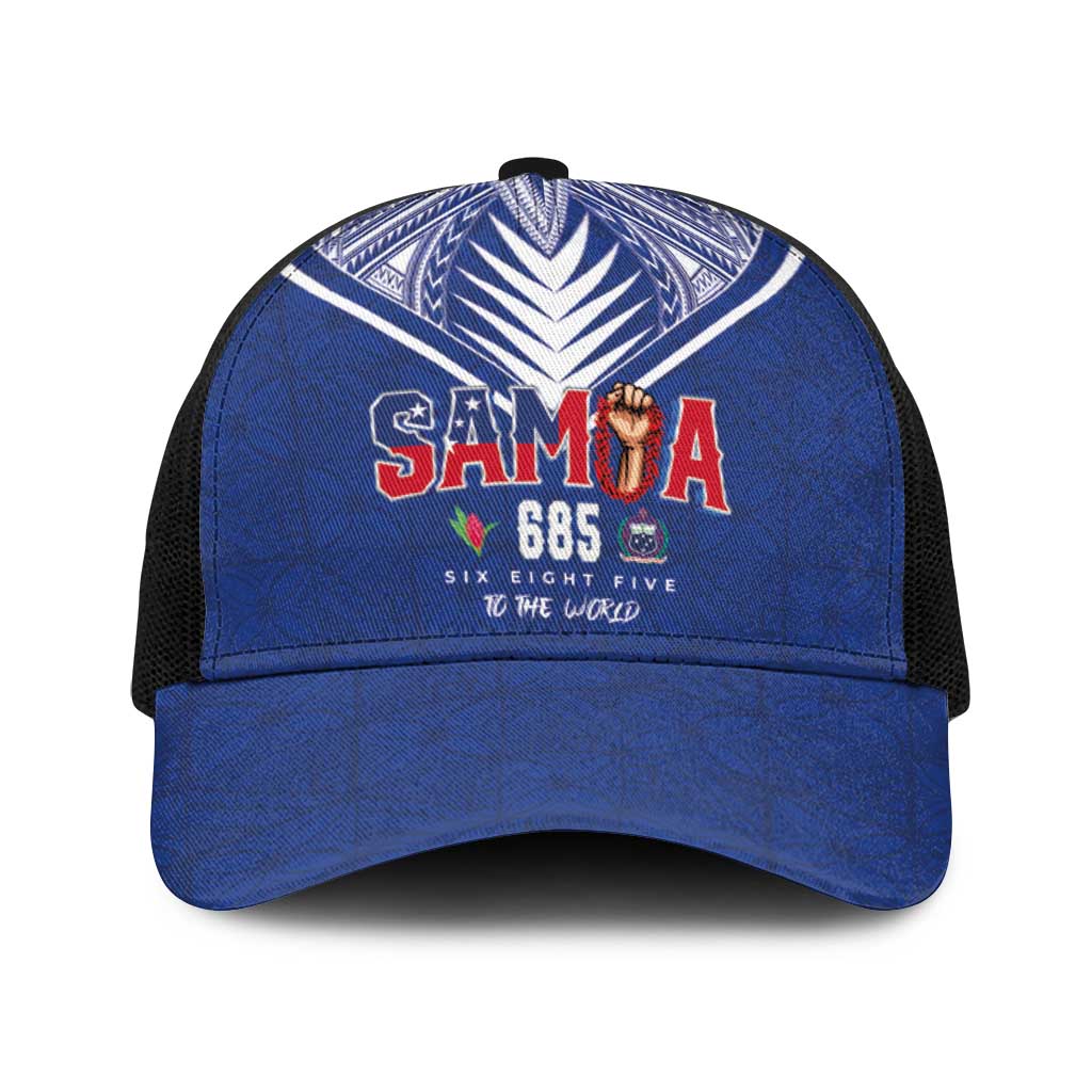 Samoa Rugby Baseball Net Cap Six Eight Five to The World - Pacific Motif LT03 One Size Black Multicolor - Polynesian Pride