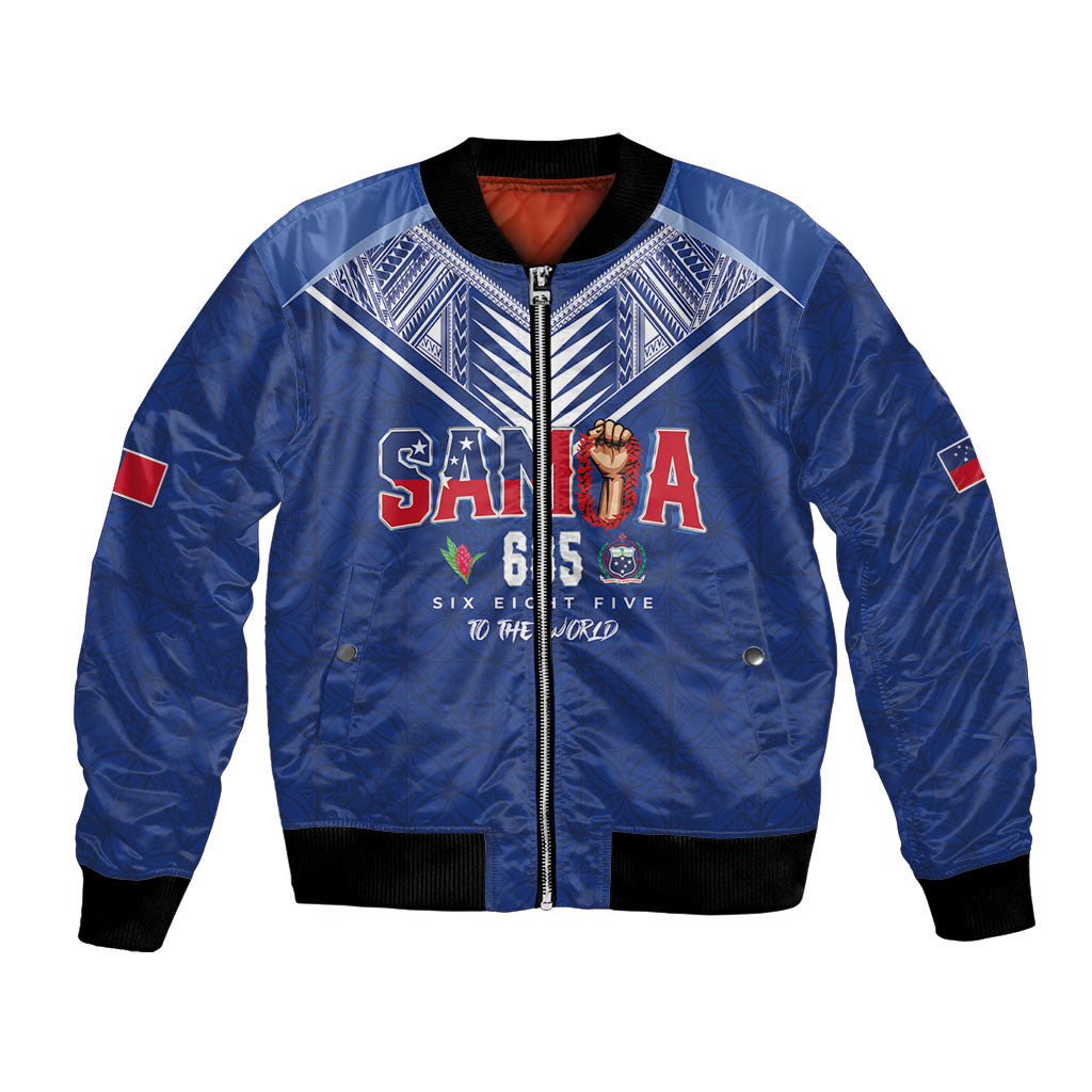 Samoa Rugby Custom Bomber Jacket Six Eight Five to The World - Pacific Motif LT03 Unisex Multicolor - Polynesian Pride