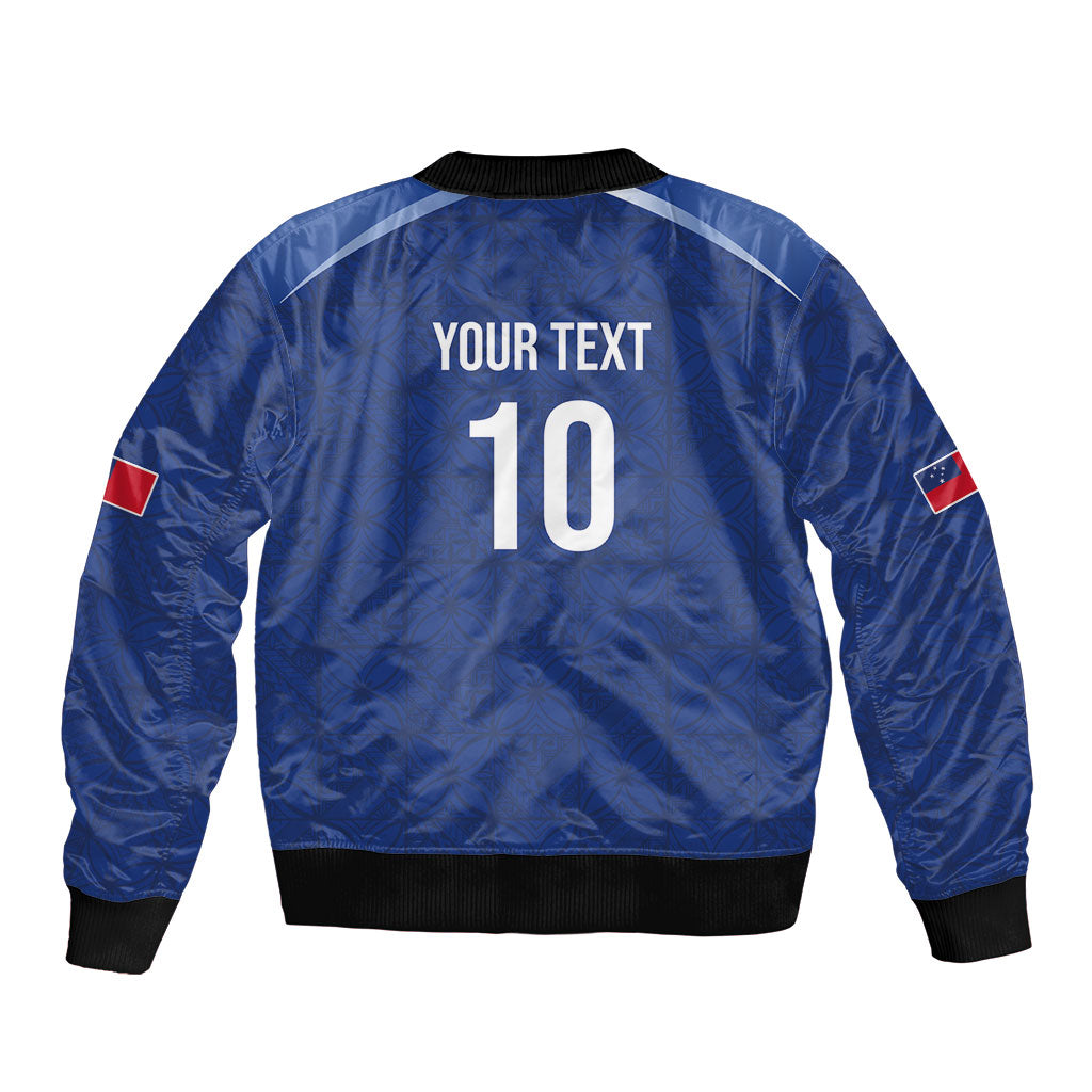 Samoa Rugby Custom Sleeve Zip Bomber Jacket Six Eight Five to The World - Pacific Motif LT03 - Polynesian Pride