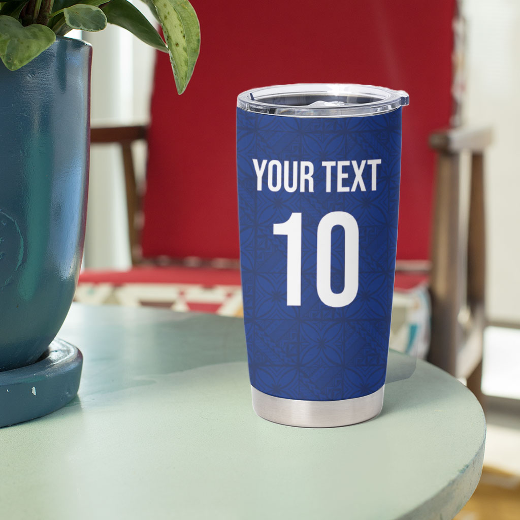 Samoa Rugby Custom Tumbler Cup Six Eight Five to The World - Pacific Motif LT03 - Polynesian Pride