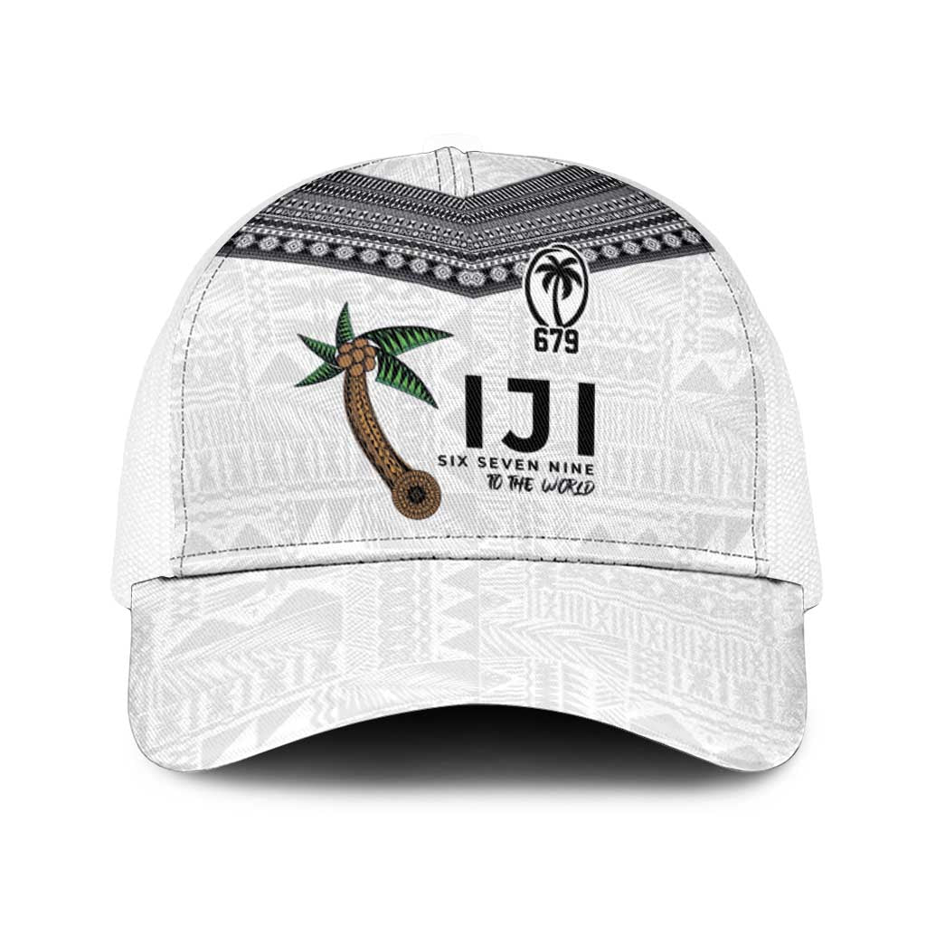 Fijian Rugby Baseball Net Cap Six Seven Nine to The World - Tapa Pattern LT03 One Size White Multicolor - Polynesian Pride