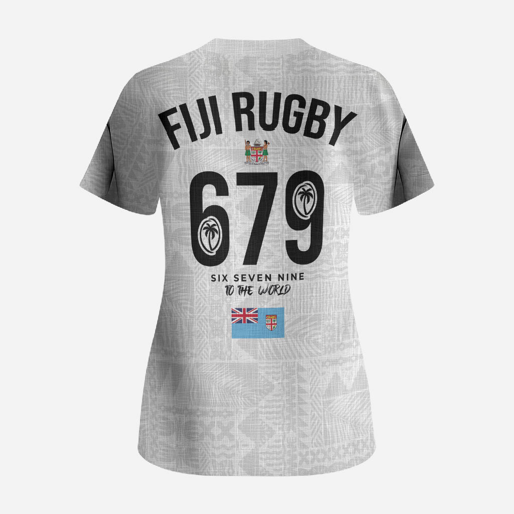 Fijian Rugby Scrub Top Six Seven Nine to The World - Tapa Pattern LT03 - Polynesian Pride