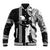 Hawaii Lanai Island Baseball Jacket Hawaiian King and Kakau Symbols Abstract Shoulder Tattoo LT03 Unisex Black - Polynesian Pride