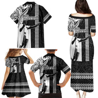 Hawaii Lanai Island Family Matching Puletasi Dress and Hawaiian Shirt Hawaiian King and Kakau Symbols Abstract Shoulder Tattoo LT03 - Polynesian Pride