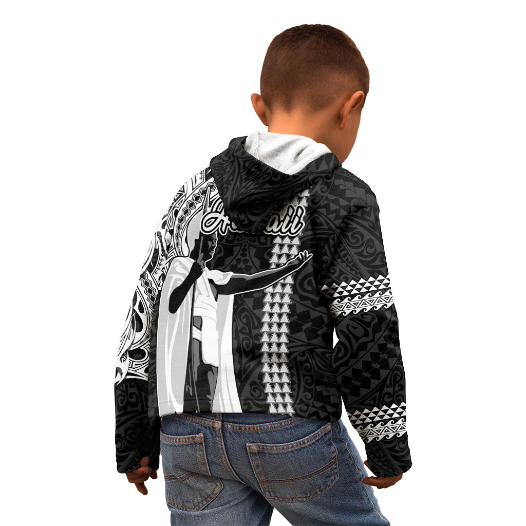 Hawaii Lanai Island Kid Hoodie Hawaiian King and Kakau Symbols Abstract Shoulder Tattoo LT03 - Polynesian Pride