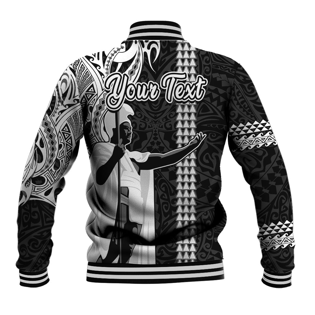 Custom Hawaii Lanai Island Baseball Jacket Hawaiian King and Kakau Symbols Abstract Shoulder Tattoo LT03 - Polynesian Pride