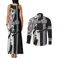 Custom Hawaii Lanai Island Couples Matching Tank Maxi Dress and Long Sleeve Button Shirts Hawaiian King and Kakau Symbols Abstract Shoulder Tattoo LT03 - Polynesian Pride