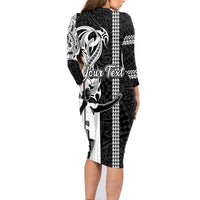 Custom Hawaii Lanai Island Family Matching Long Sleeve Bodycon Dress and Hawaiian Shirt Hawaiian King and Kakau Symbols Abstract Shoulder Tattoo LT03 - Polynesian Pride
