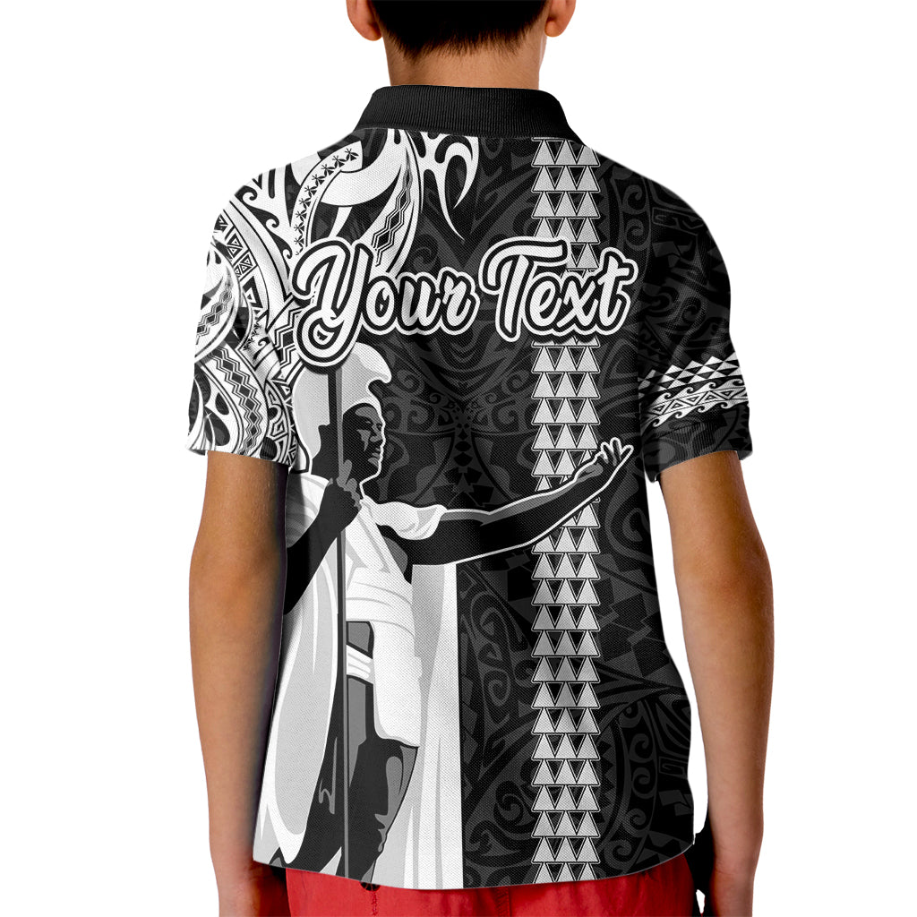 Custom Hawaii Lanai Island Kid Polo Shirt Hawaiian King and Kakau Symbols Abstract Shoulder Tattoo LT03 - Polynesian Pride