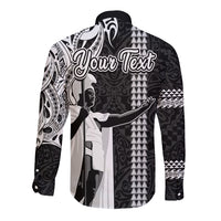 Custom Hawaii Lanai Island Long Sleeve Button Shirt Hawaiian King and Kakau Symbols Abstract Shoulder Tattoo LT03 - Polynesian Pride