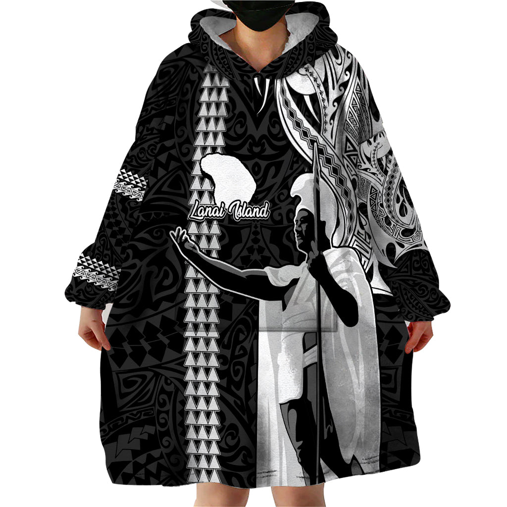 Custom Hawaii Lanai Island Wearable Blanket Hoodie Hawaiian King and Kakau Symbols Abstract Shoulder Tattoo LT03 - Polynesian Pride