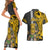 Hawaii Molokai Island Couples Matching Short Sleeve Bodycon Dress and Hawaiian Shirt Hawaiian Warrior and Kakau Symbols Abstract Tattoo LT03 - Polynesian Pride