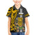 Hawaii Molokai Island Family Matching Mermaid Dress and Hawaiian Shirt Hawaiian Warrior and Kakau Symbols Abstract Tattoo LT03 Son's Shirt Yellow - Polynesian Pride