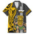 Hawaii Molokai Island Family Matching Short Sleeve Bodycon Dress and Hawaiian Shirt Hawaiian Warrior and Kakau Symbols Abstract Tattoo LT03 Dad's Shirt - Short Sleeve Yellow - Polynesian Pride