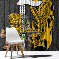 Hawaii Molokai Island Window Curtain Hawaiian Warrior and Kakau Symbols Abstract Tattoo LT03 - Polynesian Pride