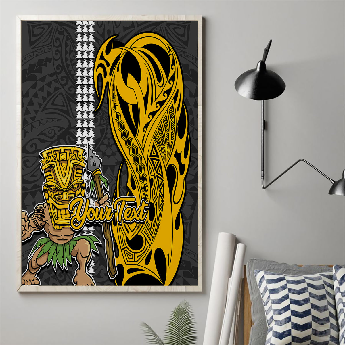 Custom Hawaii Molokai Island Canvas Wall Art Hawaiian Warrior and Kakau Symbols Abstract Tattoo LT03 - Polynesian Pride
