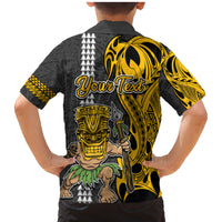 Custom Hawaii Molokai Island Family Matching Mermaid Dress and Hawaiian Shirt Hawaiian Warrior and Kakau Symbols Abstract Tattoo LT03 - Polynesian Pride