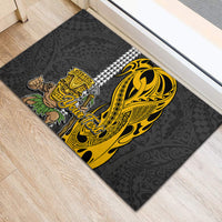 Custom Hawaii Molokai Island Rubber Doormat Hawaiian Warrior and Kakau Symbols Abstract Tattoo LT03 - Polynesian Pride