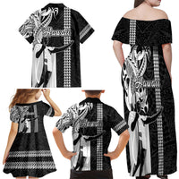 Hawaii Molokai Island Family Matching Off Shoulder Maxi Dress and Hawaiian Shirt Hawaiian King and Kakau Symbols Abstract Shoulder Tattoo LT03 - Polynesian Pride