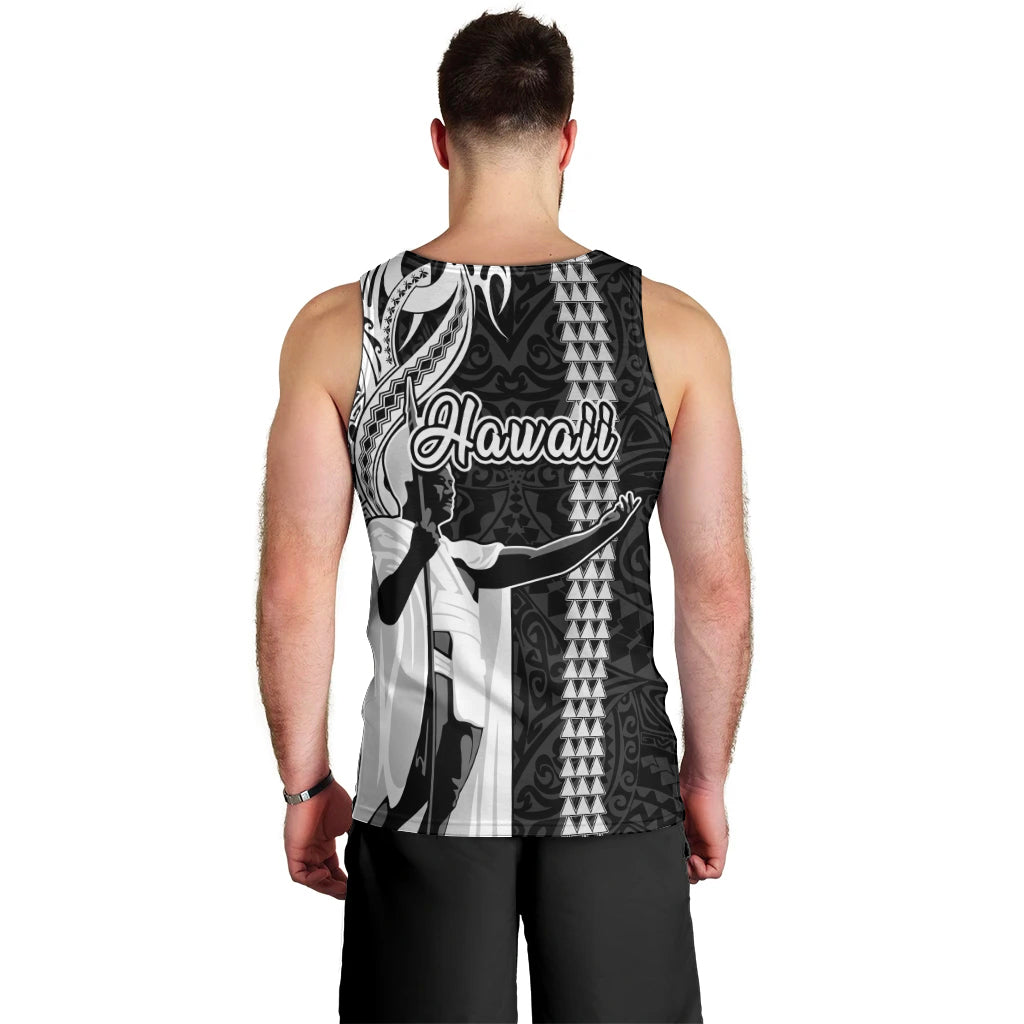 Hawaii Molokai Island Men Tank Top Hawaiian King and Kakau Symbols Abstract Shoulder Tattoo LT03 - Polynesian Pride