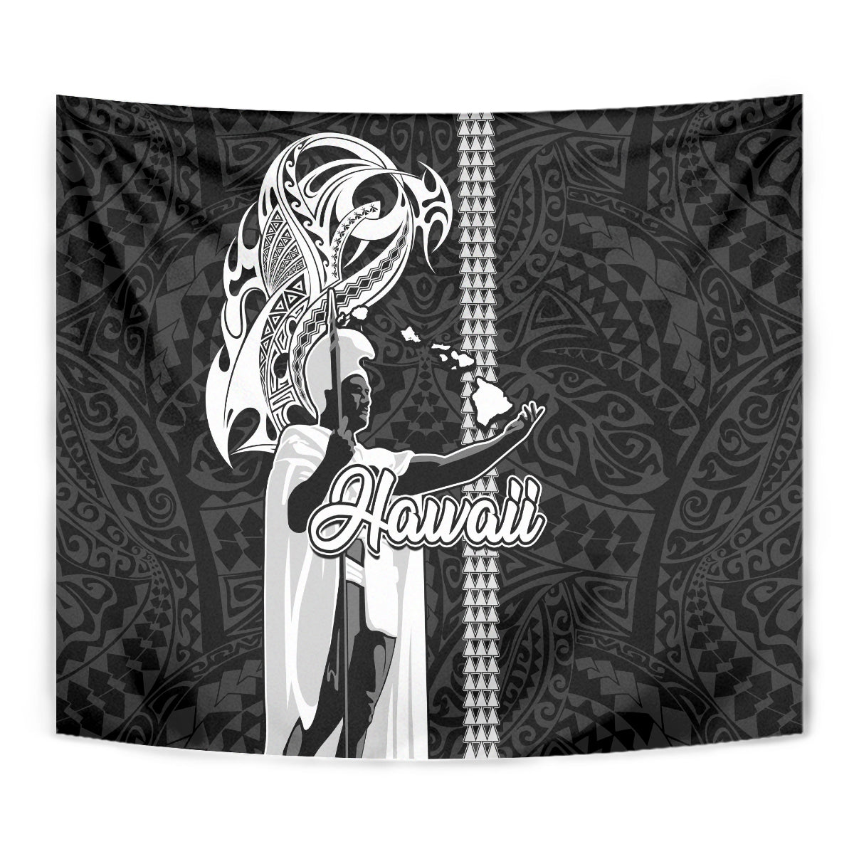Hawaii Molokai Island Tapestry Hawaiian King and Kakau Symbols Abstract Shoulder Tattoo LT03 - Polynesian Pride
