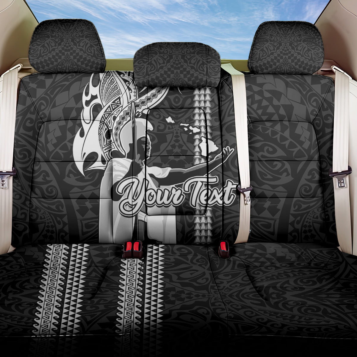 Custom Hawaii Molokai Island Back Car Seat Cover Hawaiian King and Kakau Symbols Abstract Shoulder Tattoo