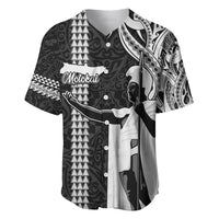 Custom Hawaii Molokai Island Baseball Jersey Hawaiian King and Kakau Symbols Abstract Shoulder Tattoo LT03 Black - Polynesian Pride