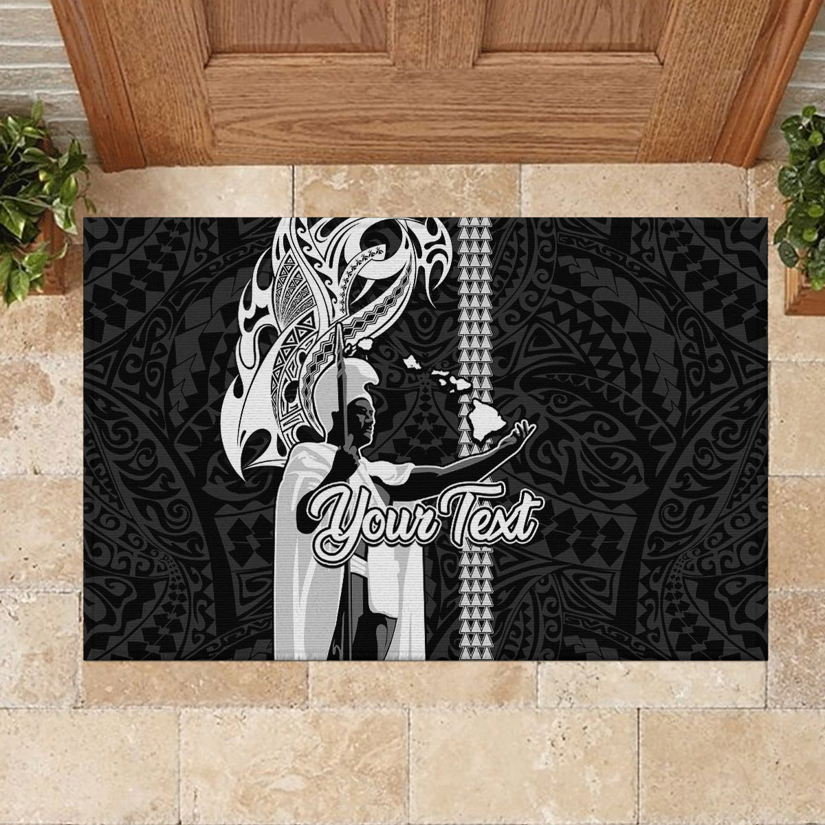 Custom Hawaii Molokai Island Rubber Doormat Hawaiian King and Kakau Symbols Abstract Shoulder Tattoo LT03 - Polynesian Pride