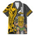 Hawaii Niihau Island Family Matching Mermaid Dress and Hawaiian Shirt Hawaiian Warrior and Kakau Symbols Abstract Tattoo LT03 Dad's Shirt - Short Sleeve Yellow - Polynesian Pride