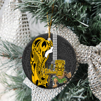 Custom Niihau Lanai Island Ceramic Ornament Hawaiian Warrior and Kakau Symbols Abstract Tattoo LT03 - Polynesian Pride