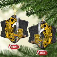 Custom Niihau Lanai Island Ceramic Ornament Hawaiian Warrior and Kakau Symbols Abstract Tattoo LT03 - Polynesian Pride