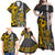 Custom Hawaii Niihau Island Family Matching Off Shoulder Maxi Dress and Hawaiian Shirt Hawaiian Warrior and Kakau Symbols Abstract Tattoo LT03 - Polynesian Pride