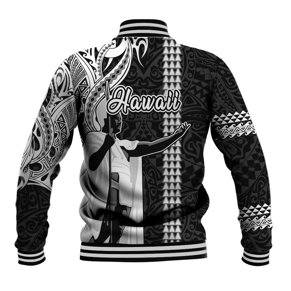 Hawaii Niihau Island Baseball Jacket Hawaiian King and Kakau Symbols Abstract Shoulder Tattoo LT03 - Polynesian Pride