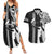 Hawaii Niihau Island Couples Matching Summer Maxi Dress and Hawaiian Shirt Hawaiian King and Kakau Symbols Abstract Shoulder Tattoo LT03 Black - Polynesian Pride
