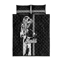 Hawaii Niihau Island Quilt Bed Set Hawaiian King and Kakau Symbols Abstract Shoulder Tattoo LT03 Black - Polynesian Pride