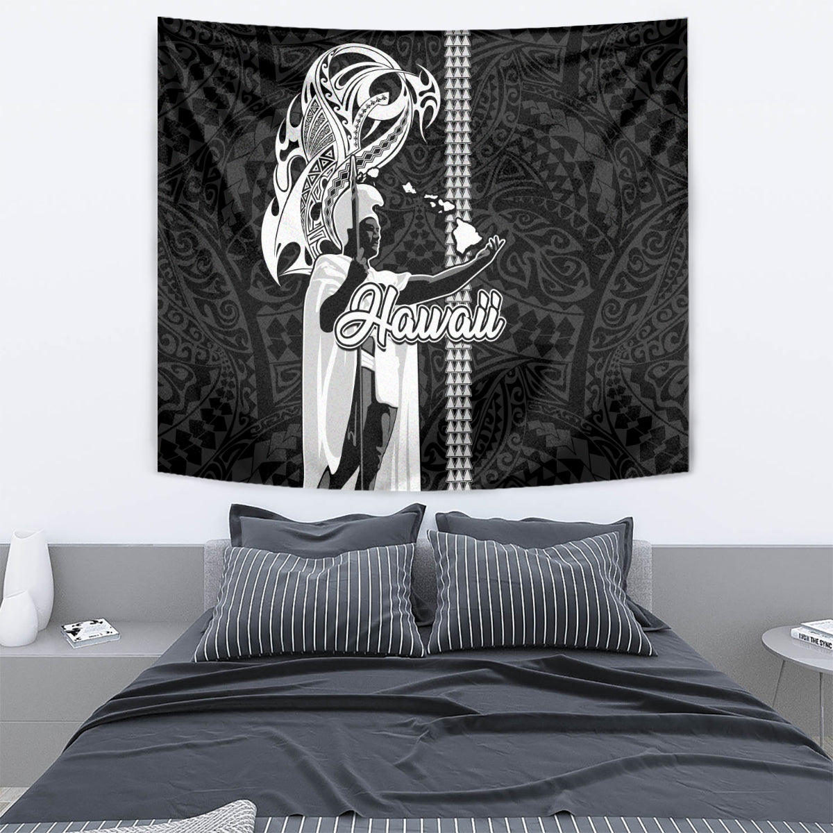 Hawaii Niihau Island Tapestry Hawaiian King and Kakau Symbols Abstract Shoulder Tattoo LT03 - Polynesian Pride